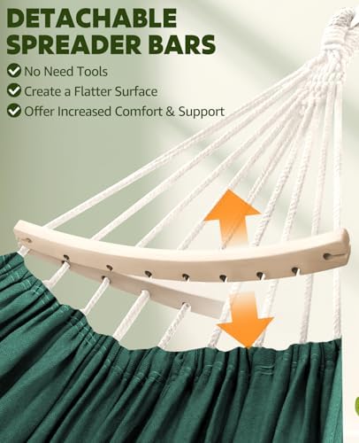 Chihee Cotton Blend Hammock 118 x 59 in 660 lb Detachable Spreader Bars - Image 3