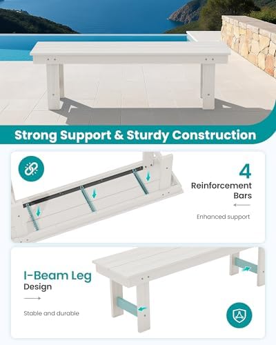 SERWALL 2-Person Backless Outdoor Bench 56 Inches - Image 5