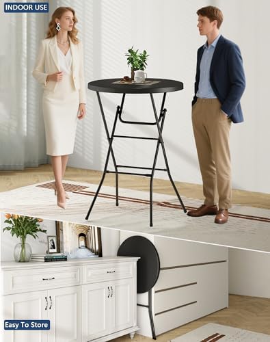 32" Round Folding Table, Plastic Bar Height Tables - Image 6