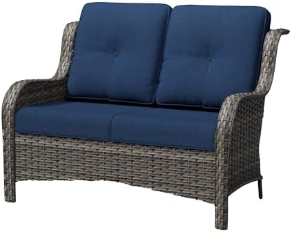 Wicker Patio Loveseat, 2 Seat Outdoor Couch by Gardenbee