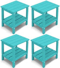 Outdoor Side Table Set of 4, Double Layer Adirondack End Table- Aruba by KINGYES