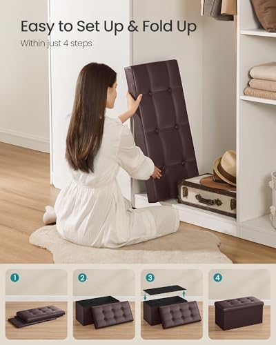 SONGMICS Storage Ottoman Bench, 30 Inches Folding Foot Rest Stool - Image 6