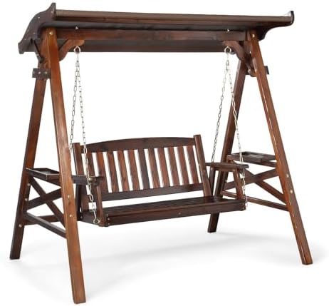 VINGLI Porch Swing with Stand and Canopy, Waterproof Patio Swing by VINGLI