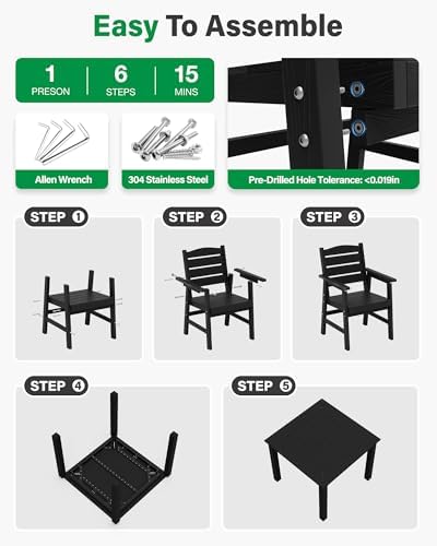 YEFU 3 Piece Square Patio Dining Set, Sturdy Aluminum Frame - Image 4