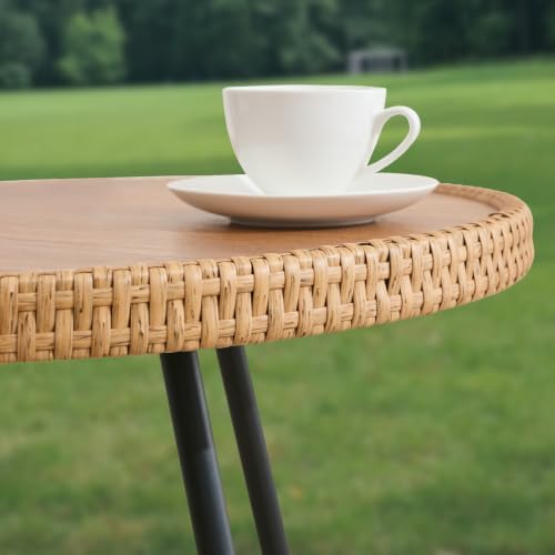 3-Piece Outdoor Wicker Bar Table Set, 2 Rattan Bar Stools/Charcoal - Image 7