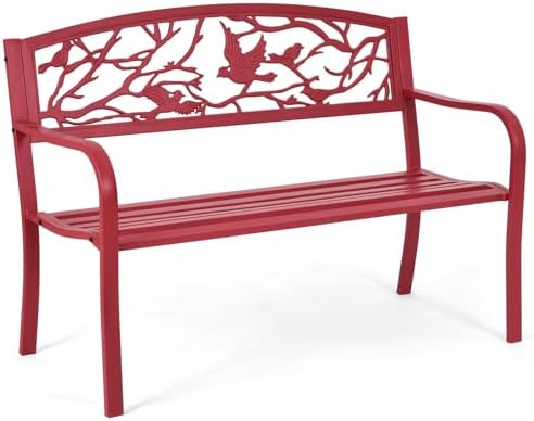 Tangkula Metal Outdoor Garden Bench Park Bench, Patio Bench by TANGKULA