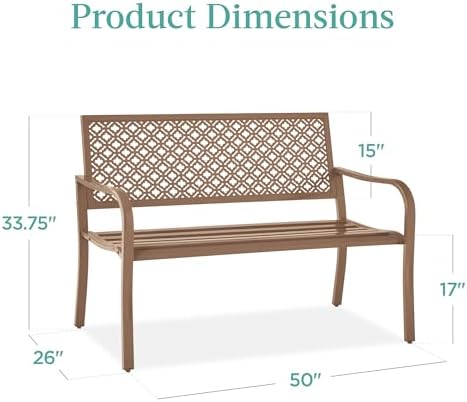 Best Choice Products Outdoor Bench 2-Person Metal Steel Benches Furniture - Image 2