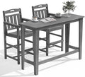 Outdoor Patio Bar Height Table and Tall Adirondack Chairs Set of 2, All-Weather by Suunyn