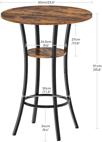 Round Bar Table, 2-Tier High Top & Counter Height Dining Table, - Image 3