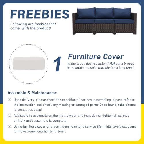 Rattan Star Patio Furniture Couch 3 Seater Sofa Outdoor Brown Wicker Sofa Deep - Image 5