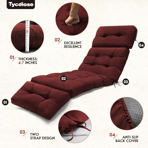 Outdoor Chaise Lounge Chair Cushions Waterproof 74.4 x 22 x 4.7 In - Image 5