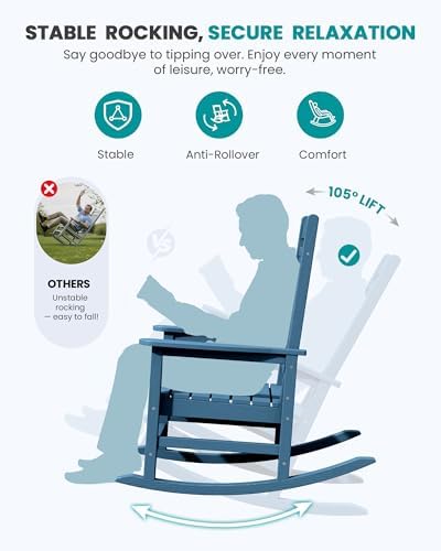 SERWALL Outdoor Rocking Chair Set of 2, Patio Rocking Chair - Image 4