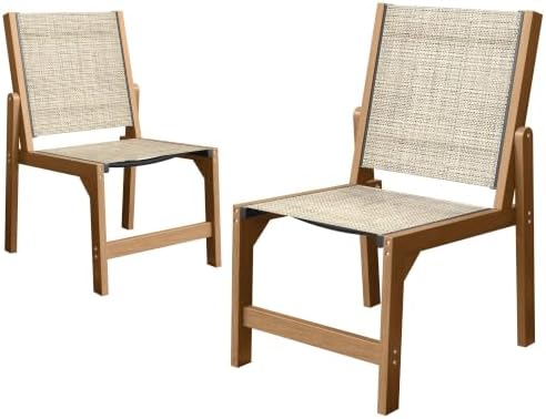 Stackable Outdoor Dining Chairs of 2, HDPE Frame by Suunyn