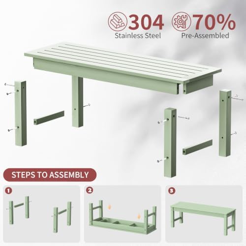 47" Backless HDPE Outdoor Bench - Image 4