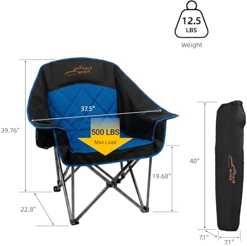 FAIR WIND 2 Pack XL Oversized Padded Camping Chair Heavy Duty - Image 2