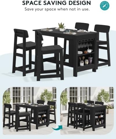 SERWALL 3-Piece Outdoor HDPE Counter-Height Bar Set - Image 5