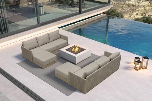 PURPLE LEAF Outdoor Furniture Set 8-PC w/Ottoman Modular Aluminum by PURPLELEAF