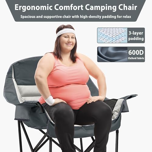 Oversized Padded Camping Chair, Portable Folding Camping Chairs - Image 4