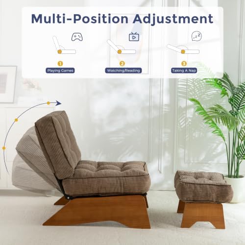 MAXYOYO Accent Chair with Ottoman, Lounge Chair with Adjustable Backrest - Image 4