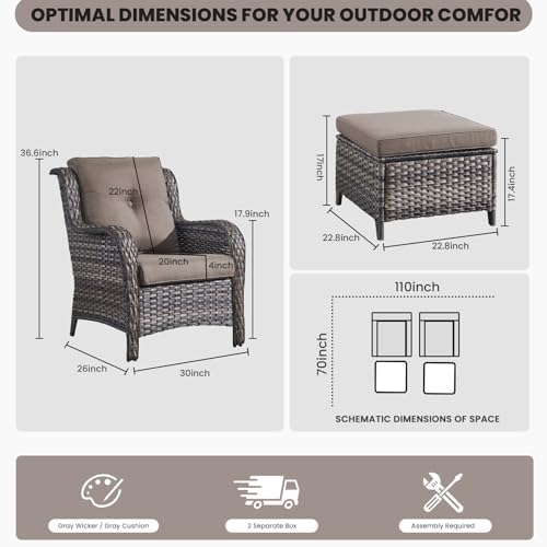 Wicker Furniture 4 Pieces Outdoor Patio Furniture Set Patio Chairs - Image 3