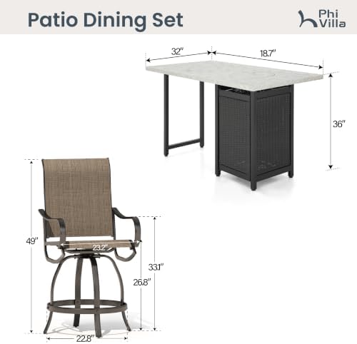 PHI VILLA 3 Piece Patio Furniture Set - Image 2
