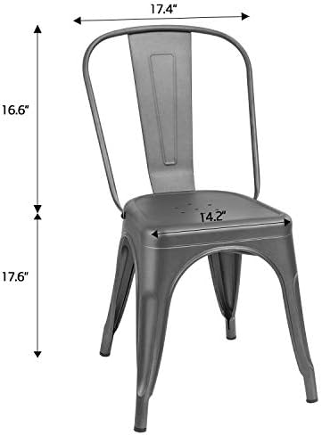 Furmax Metal Dining Chairs Set of 4, - Image 3