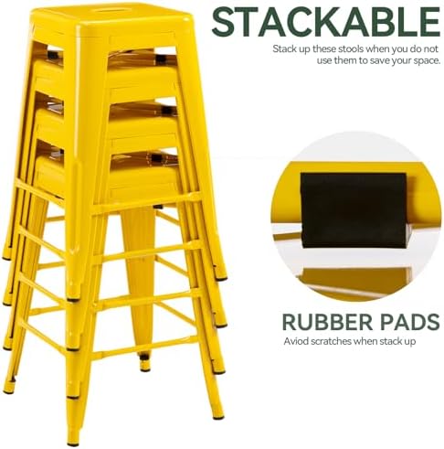 24 Inch Metal Bar Stools Set of 4, Stackable - Image 6
