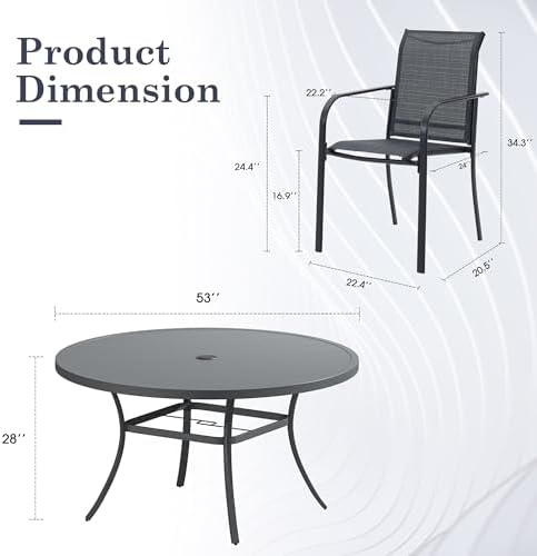 Patio Table and Chairs Set for 8, Outdoor Dining Set - Image 2