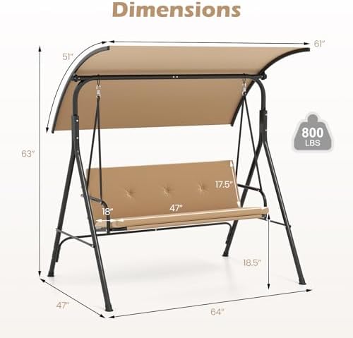 Tangkula 2 Person Porch Swing - Image 6