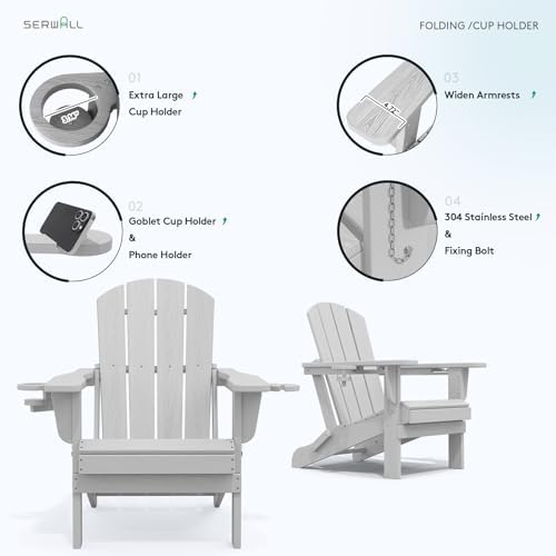 SERWALL Outdoor Adirondack Chair Set of 4 - Image 5