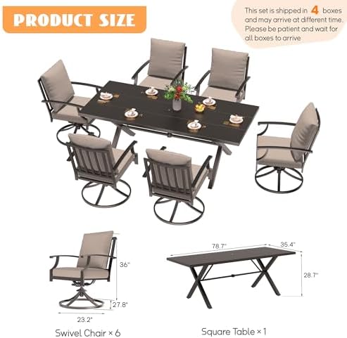 7-Piece Patio Dining Set Outdoor Conversation Set, Metal Outdoor Furniture Set - Image 6