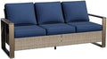 75" Patio Metal Wicker Sofa, All Weather Outdoor Rattan 3-Seat Sofa Couch by Meetleisure-LeisureLiving