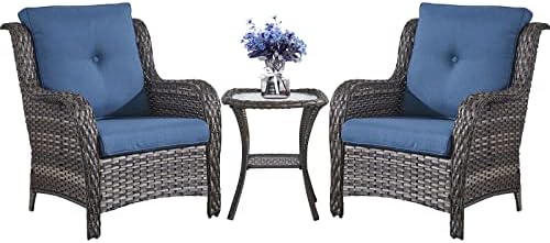 Patio Chairs Outdoor Furniture Set, 3 Peices Porch Wicker Furniture - Image 2