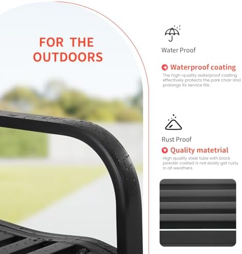 BestMassage | 45.5" Outdoor Garden Bench | Black | 400lbs Load Capacity - Image 4