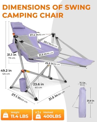 KingCamp Hammock Chair with Footrest, Heavy Duty Swinging Chairs 400lbs - Image 2
