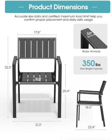 Aluminum Outdoor Patio Dining Chairs, All-Weather Furniture - Image 3