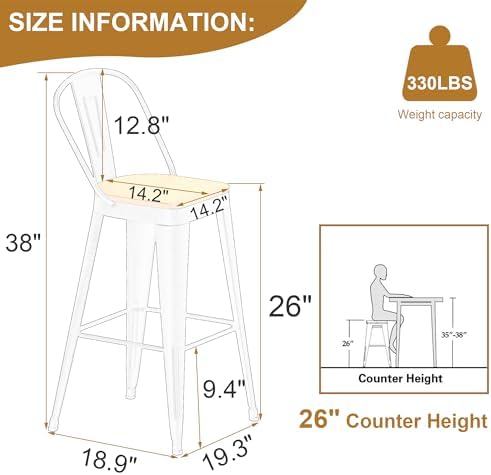 Metal Bar Stools Set of 4 - Image 2