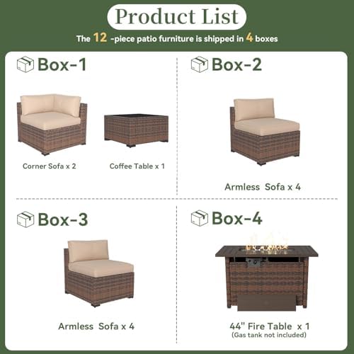 Aoxun 12 Piece Patio Furniture Set - Image 5