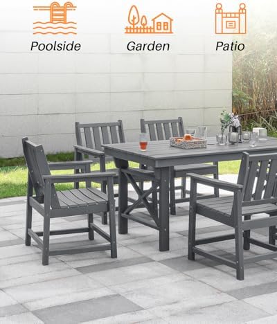 7 Pieces HDPE Outdoor Dining Set, Patio Dining Set - Image 6