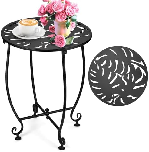 17Inch Height Patio Side Table, Outdoor Metal Side Tables, Weather Resistant by DARCKLE
