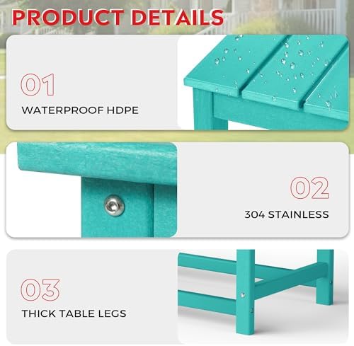 Adirondack Conversation Table, HDPE Outdoor Drink Weather Resistant, Outdoor - Image 5