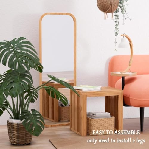 Bamboo Dining Bench 17" Indoor Wooden Shoe Benches - Image 6