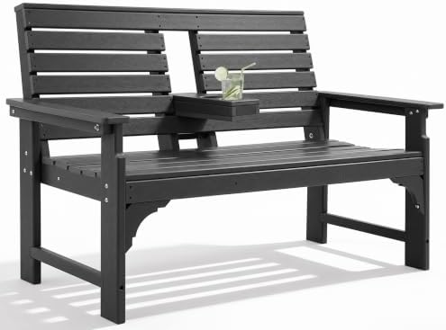Outdoor Bench, HDPE 2-Person Garden Bench by KULAMOONLIFEHOUSE