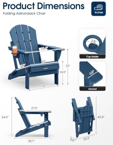 MUCHENGHY Folding Adirondack Chair HDPE - Image 3