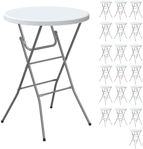 32" Round Folding Table, Plastic Bar Height Tables by IWDOO