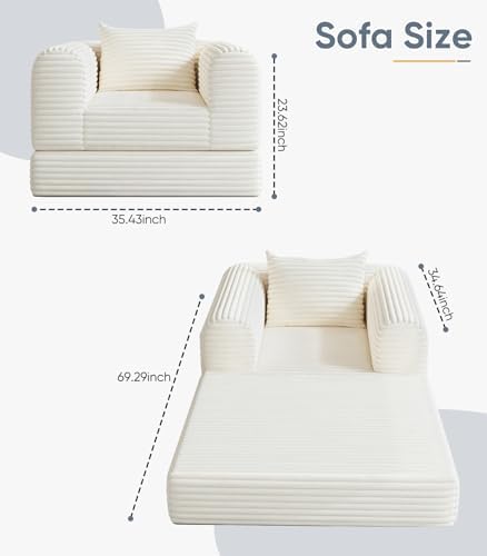 Versatile 2 in 1 Boneless Armchair Chaise Lounge Chair Indoor, Convertible - Image 2
