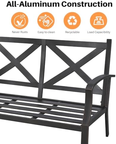 Never-Rust Aluminum Outdoor Loveseat, Modern Patio Loveseat Couch - Image 5
