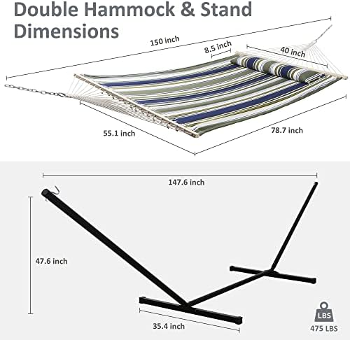 SUNCREAT Double Hammock, Extra Large Quilted Fabric Swing - Image 4