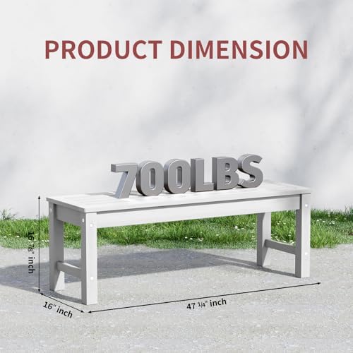 47" Backless Outdoor Bench for 2-Person - Image 3
