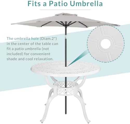 38.5" Round Patio Dinning Table, Outdoor Cast Aluminum Dinning Table - Image 5